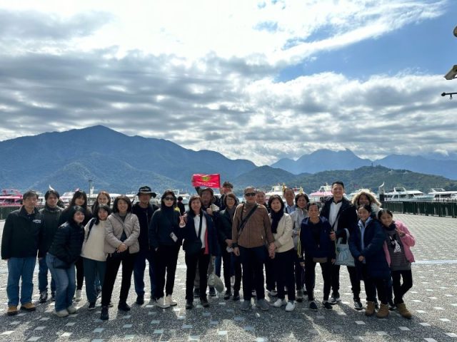 Super Travels tour group at Sun Moon Lake, Taiwan