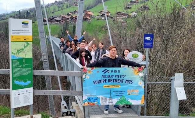 Super Travels group on the Sigriswil panorama bridge, Switzerland
