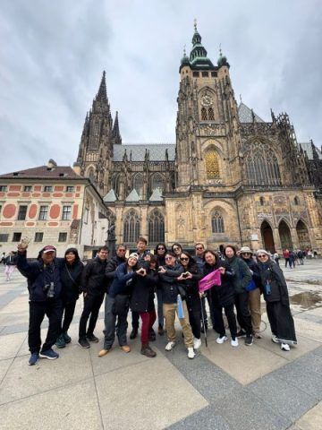 Super Travels tour group at Prague Castle, Czech Republic