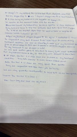 Handwritten thank-you letter from a Super Travels traveller